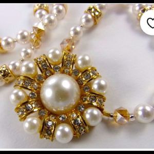 bjb Swarovski & Vintage Pearl& Rhinestone Necklace